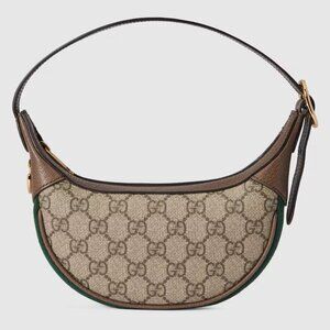 Authentic Gucci Ophidia Half Moon Bag GG Coated Canvas Mini Shoulder Bag